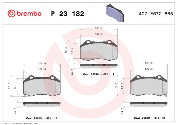 A.B.S. P 23 182 BREMBO Bremsbelagsatz, Scheibenbremse